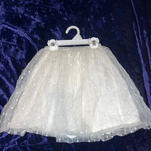 Girls white with Gold layered tulle skirt